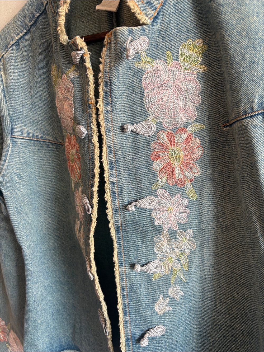 Denim Embroidered Floral Jacket - Light Blue - Picture 6 of 8